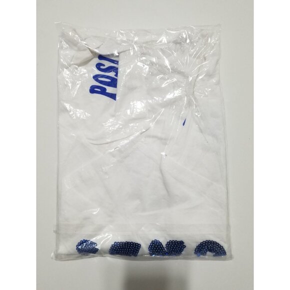 ON FIRE Positive Vibes Only Sequin Knot Front Crop Top In White - Size Medium - Picture 5 of 5